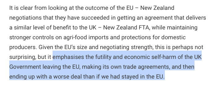 Today 1st day of new EU New Zealand deal 🇪🇺🇳🇿

It protects EU agriculture much more than the UK did in Johnson's rush to sign 'not very good deals for the UK' (quote Eustice)

'We've ended up with a worse deal than if we had stayed in the EU' (quote Scottish government👇)