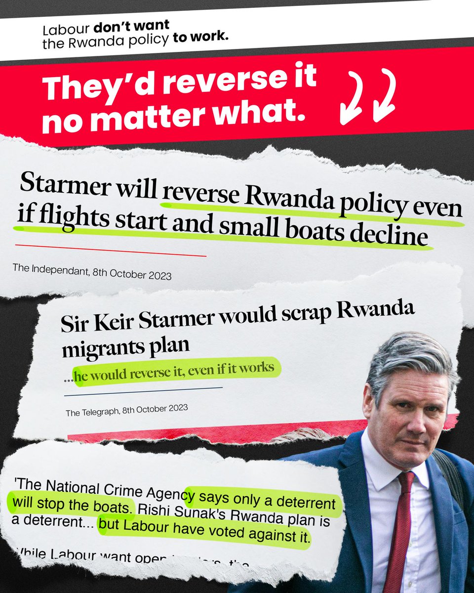 Keir Starmer doesn’t stand on the side of the British people. Labour have no plan to stop the boats and that means taking us back to square one with even more boats – another back to square one from Labour.