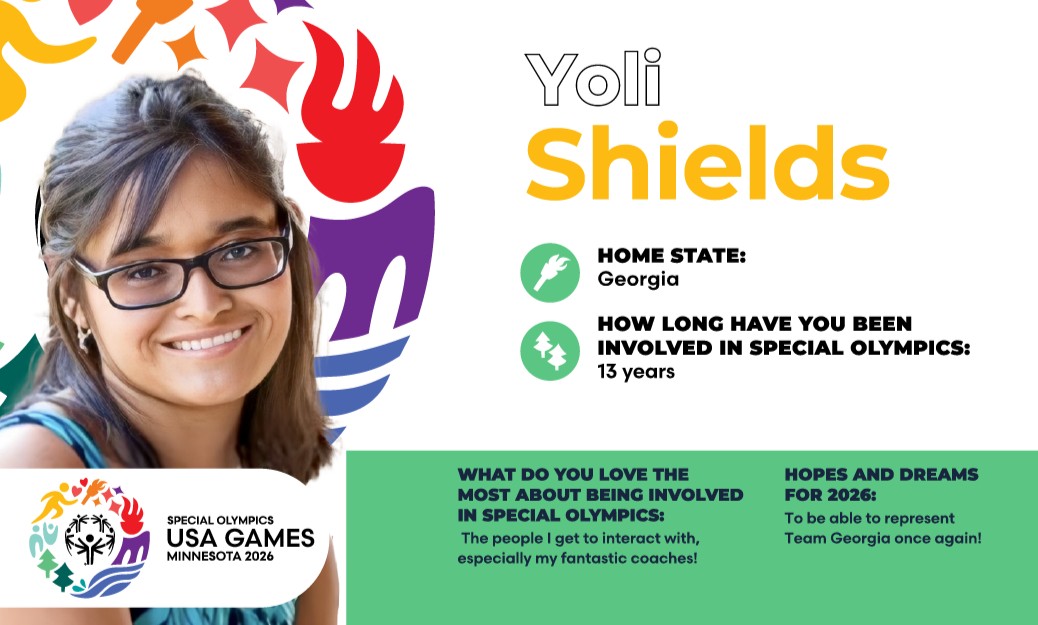 Meet Yoli Shields! 🌟 She's a member of Special Olympics Georgia and serves on the 2026 @2026USAGames Athlete Advisory Council to provide ideas to the USA Games Board of Directors and the Leadership Team. #2026USAGames #CallingAllChampions #InclusionRevolution