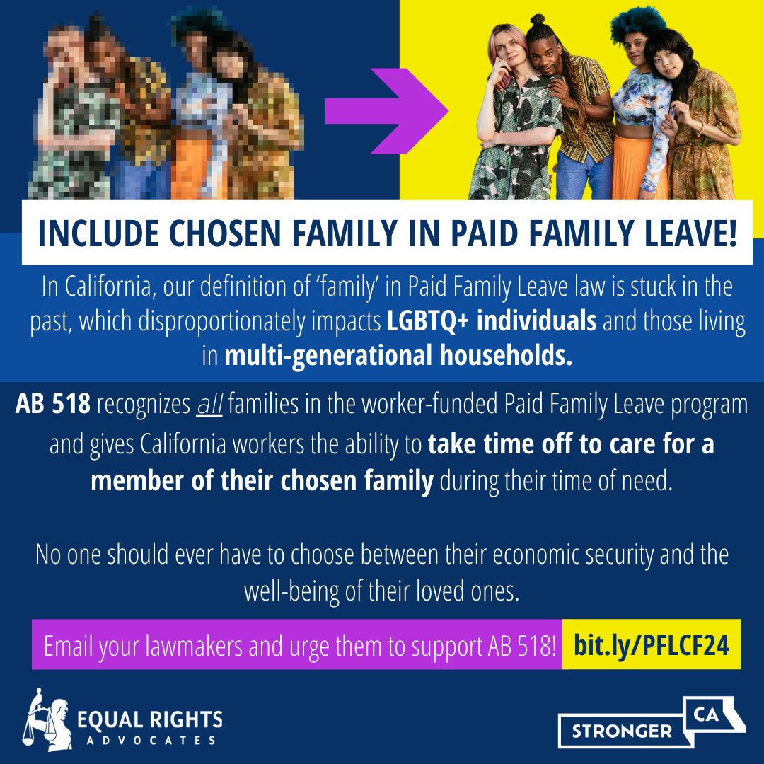 AB 518 ensures that every California worker can take time off to care for a loved one in their #ChosenFamily without fear of losing their income. 🌟 Email your state Senators and Governor Newsom to ensure #AB518 is signed into law! #StrongerCA

👉🏾 p2a.co/8n6j0ps