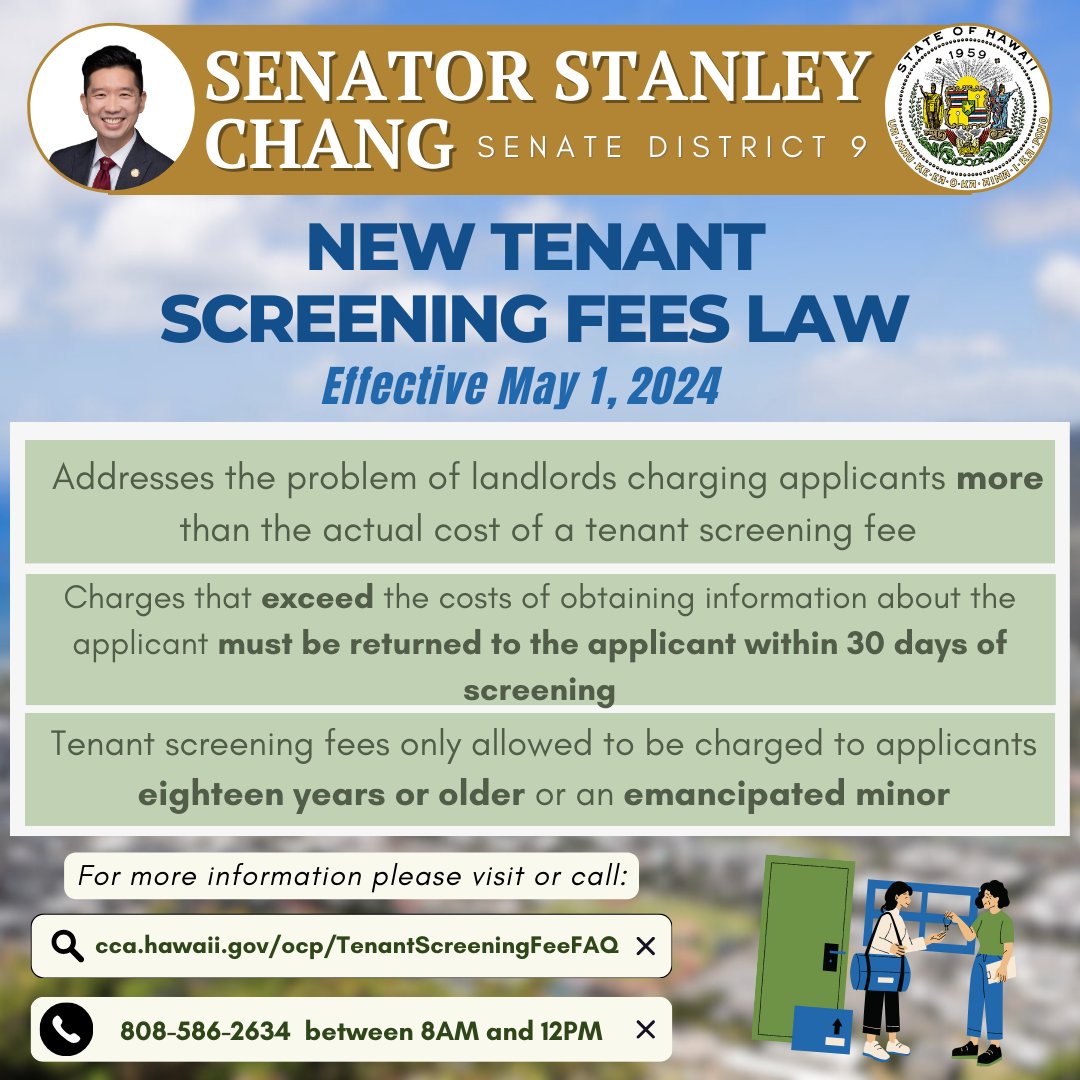 To protect renters and promote transparency in the rental application process, a new law governing tenant screening fees takes effect today.