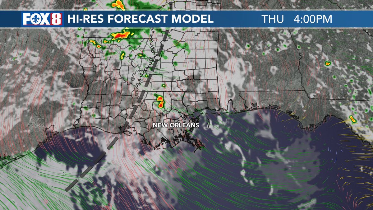 Big day Thursday as The Rolling Stones play Jazz Fest. A chance of spotty passing showers & a downpour or 2. It won't a washout w/ dry times as well. It's and humid in the mid 80s. Morning into early afternoon showers Friday. Saturday-Sunday dry but hot w/ highs flirting w/ 90°