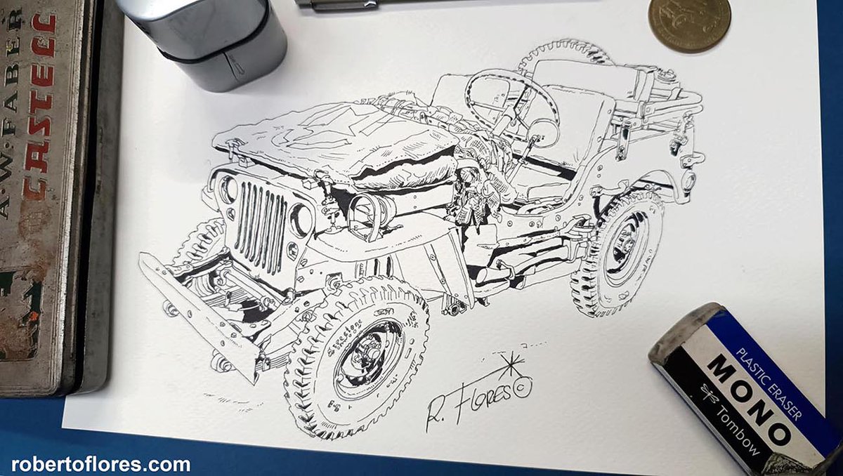 May 1st #jeep #drawing. Adding some more details in this #WW2 #FordGPW #sketch owned by Mr. P. Vermeersch @Legendary1941 @1941life @Thejeepboss @THEJeepMafia @JeepSubculture @Jeep_Family @bantamjeepfest @AlaskaOrRust @NorthstarWillys @Jeep @JeepFrance @Jeep_es @INDIANCARSJEEP