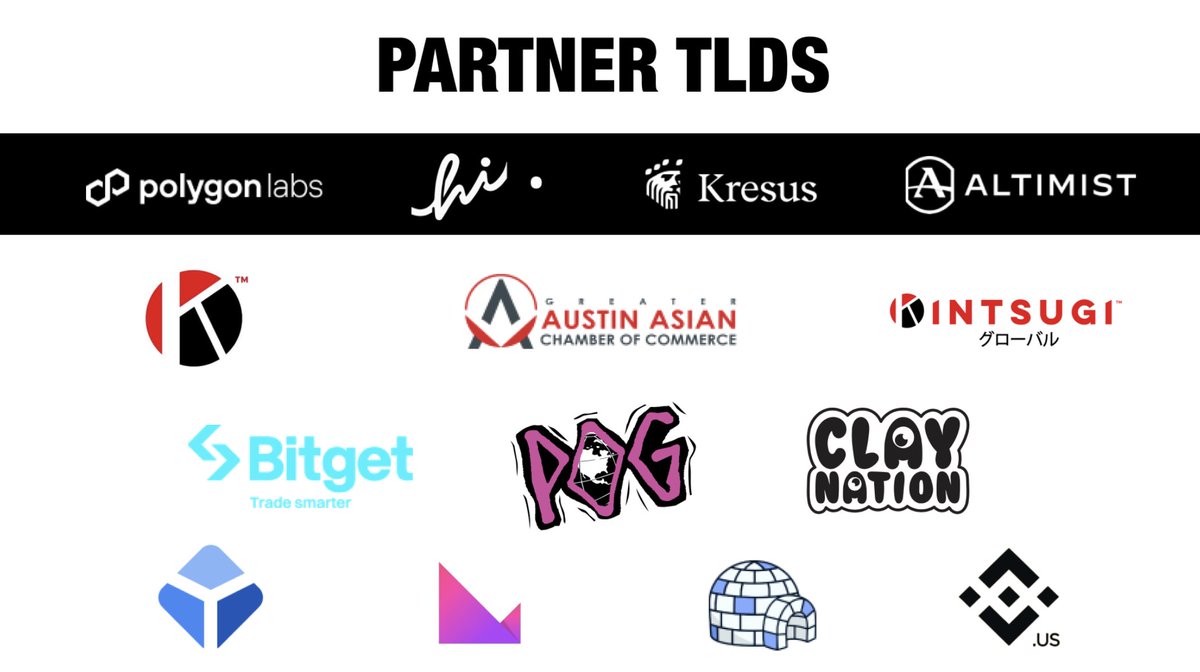 Celebrating 14 branded @unstoppableweb TLDs! We LOVE our partners making an impact with their communities including: @GAACCAustin @Anime @KintsugiNFTs @bitgetglobal @PogDigital @claymates @pudgypenguins @BinanceUS @0xPolygon @klever_io @Kresusofficial @hiexchange_hi