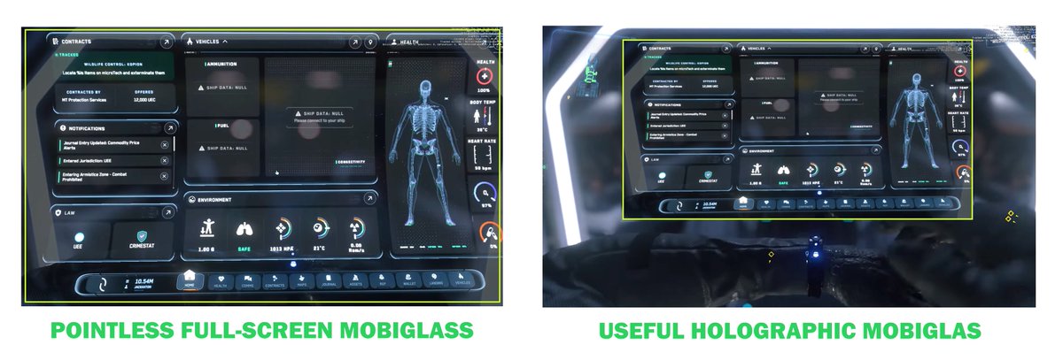 #StarCitizen THIS FUCKING MOBIGLAS: is a fucking insult to your original design, to the term HOLOGRAPHIC DISPLAY and more than all that it's the wrong fucking size on the screen and it's doing the wrong things.

Sigh, got that out.