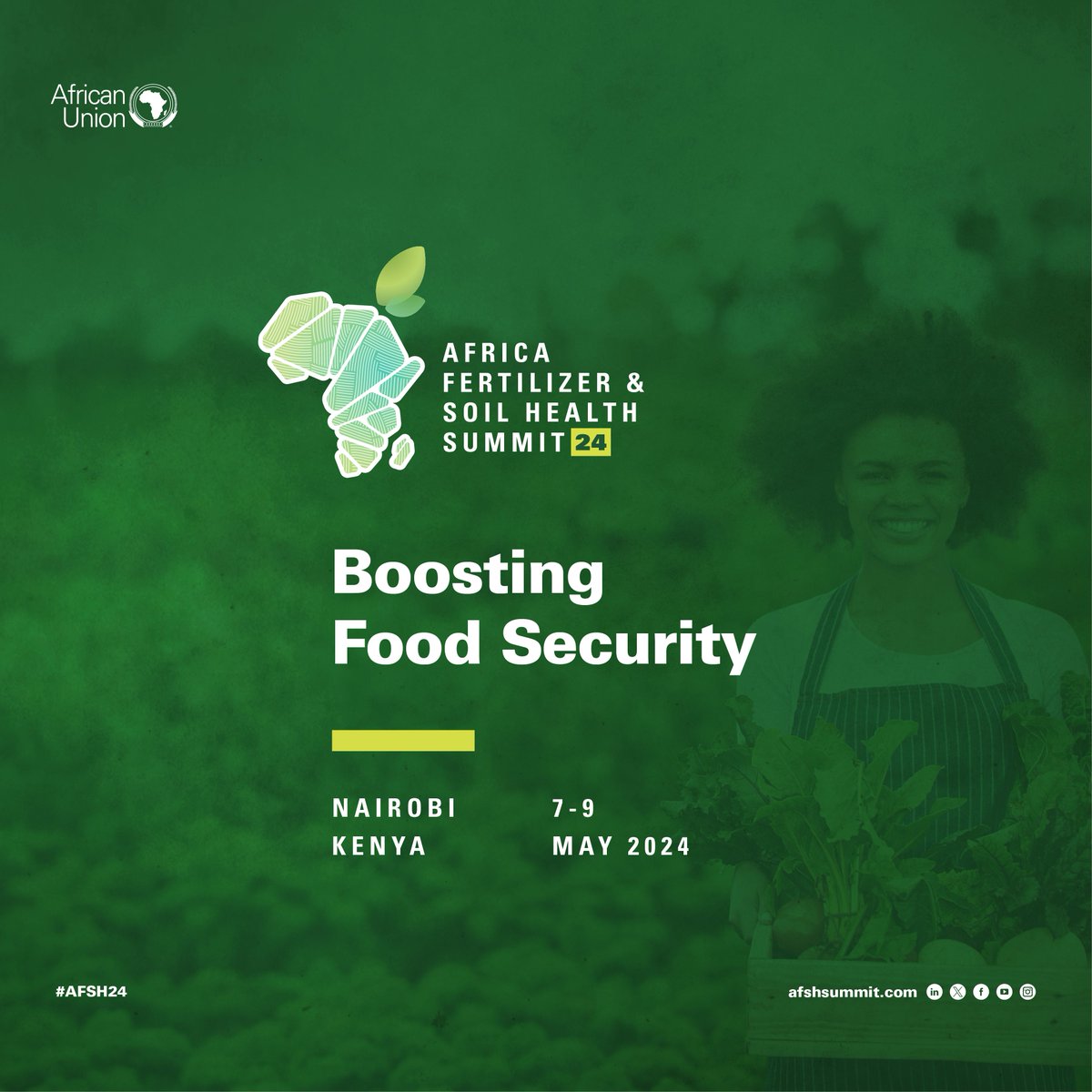Calling all #SoilHealth enthusiasts! Mark your calendars for May 7-9, and join us in Nairobi, Kenya, for #AFSHF24. Let's listen to what the land has to say for solutions that will transform the output of Africa’s smallholder farmers! 

#Agenda2063  
#ListenToTheLand