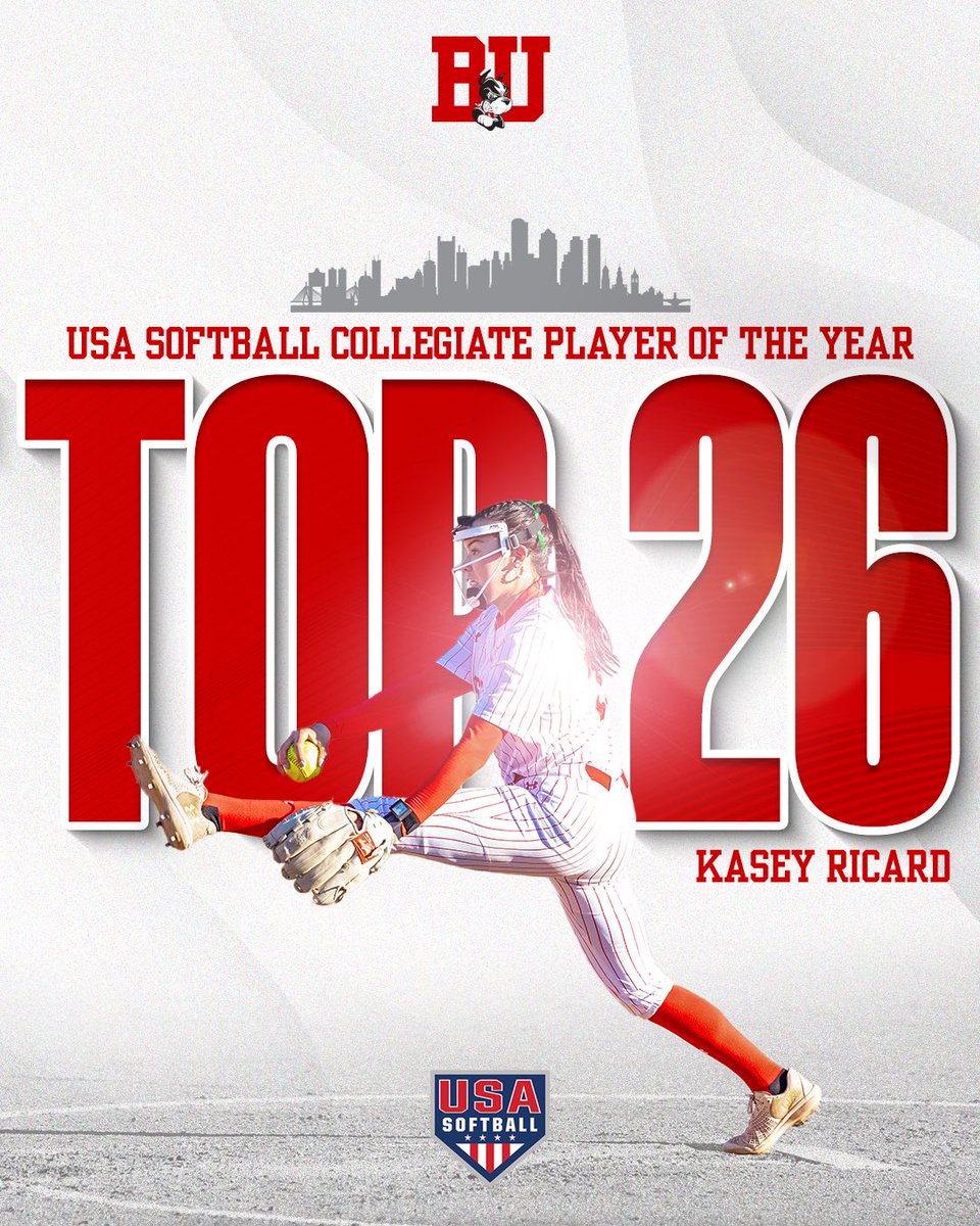 🤩 Another 7️⃣7️⃣ making 🌊 in Boston. 𝘾𝙊𝙉𝙂𝙍𝘼𝙏𝙐𝙇𝘼𝙏𝙄𝙊𝙉𝙎 to @kasey_ricard on becoming @BUAthletics and @PatriotLeague’s first-ever @USASoftball’s Collegiate Player of the Year Top 2️⃣6️⃣ finalist‼️ #GoBU #DawgsEat #NCAASoftball 🐾🙌🥎🔥