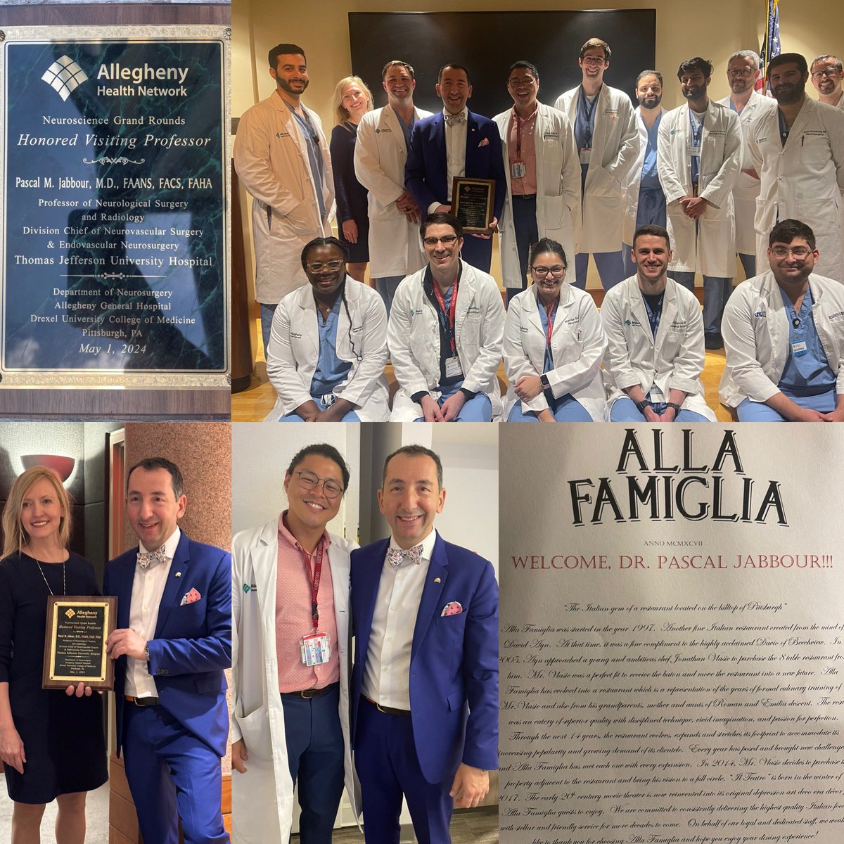 It was such a pleasure to be invited as a visiting Professor at Allegheny General Hospital Department of Neurosurgery! What a fantastic team of residents and faculty ! I enjoyed the Scientific/Social/Career exchanges with an energetic group of hardworking residents!