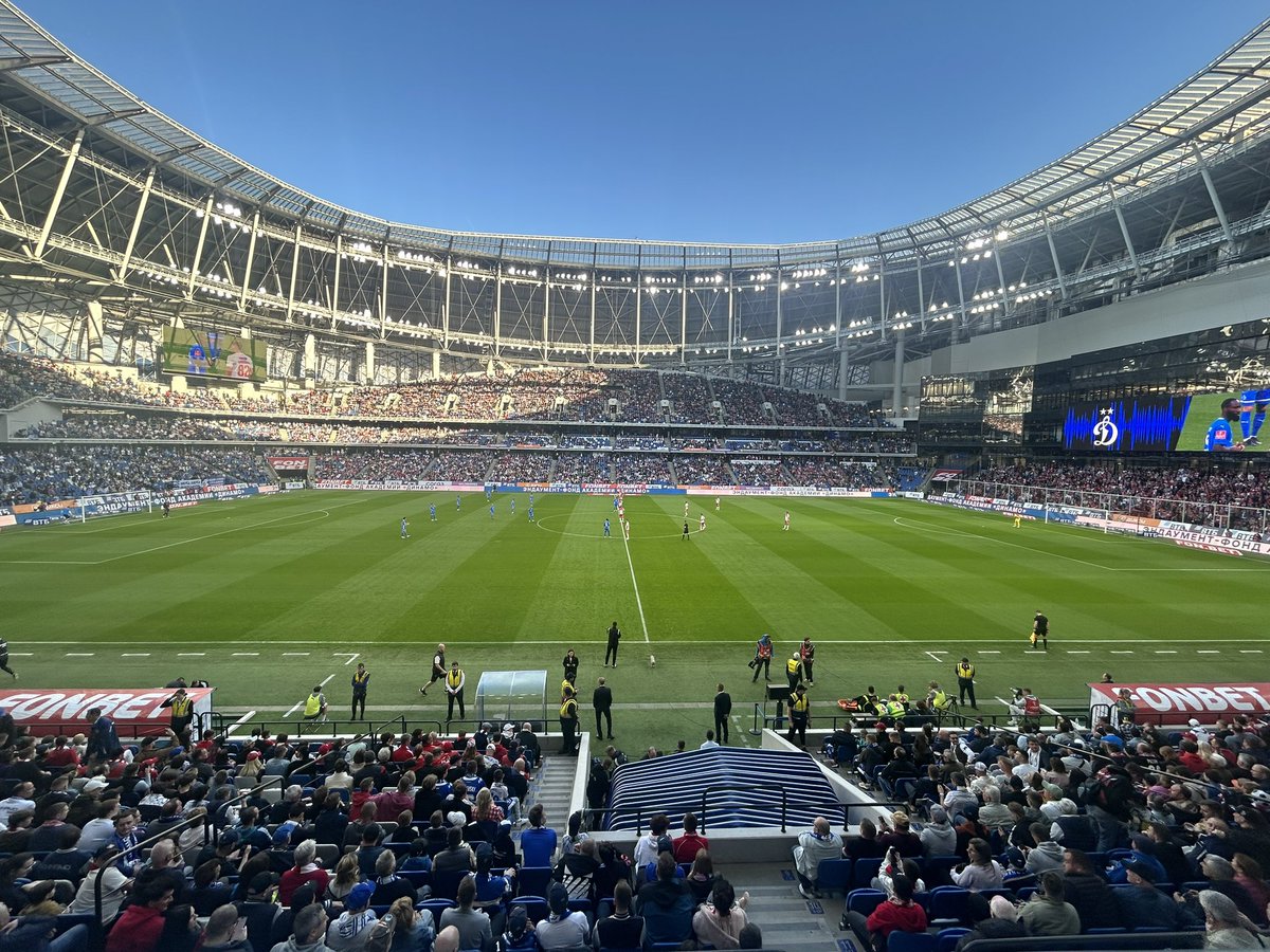 Shprygin's tweet photo. «Динамо» - «Спартак» это всегда крутая вывеска. Старейшее дерби нашего футбола. Игра 1/2 финала пути регионов Кубка России собрала сегодня в Петровском парке аншлаг. Очень досадное поражение 0:2, но остается только принять это и ждать развязку концовки чемпионата. https://t.co/d80at2aIAf