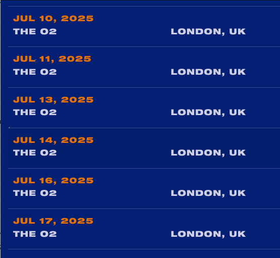 Billie Eilish is doing six straight shows at The O2 Arena in London. Impressive. That's a mini-residency.