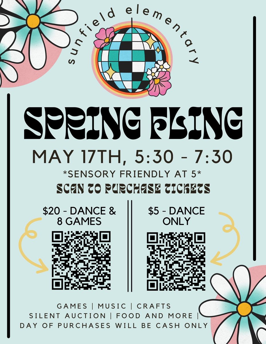 SPRING FLING TICKET PRE-SALES! 🌸🕺

DANCE AND GAME TICKET BUNDLE: hayscisd.revtrak.net/es/sunfield-el…

DANCE TICKET ONLY: hayscisd.revtrak.net/es/sunfield-el…

This is a family event. Please come with your Stallion to enjoy the games, dancing, and food!