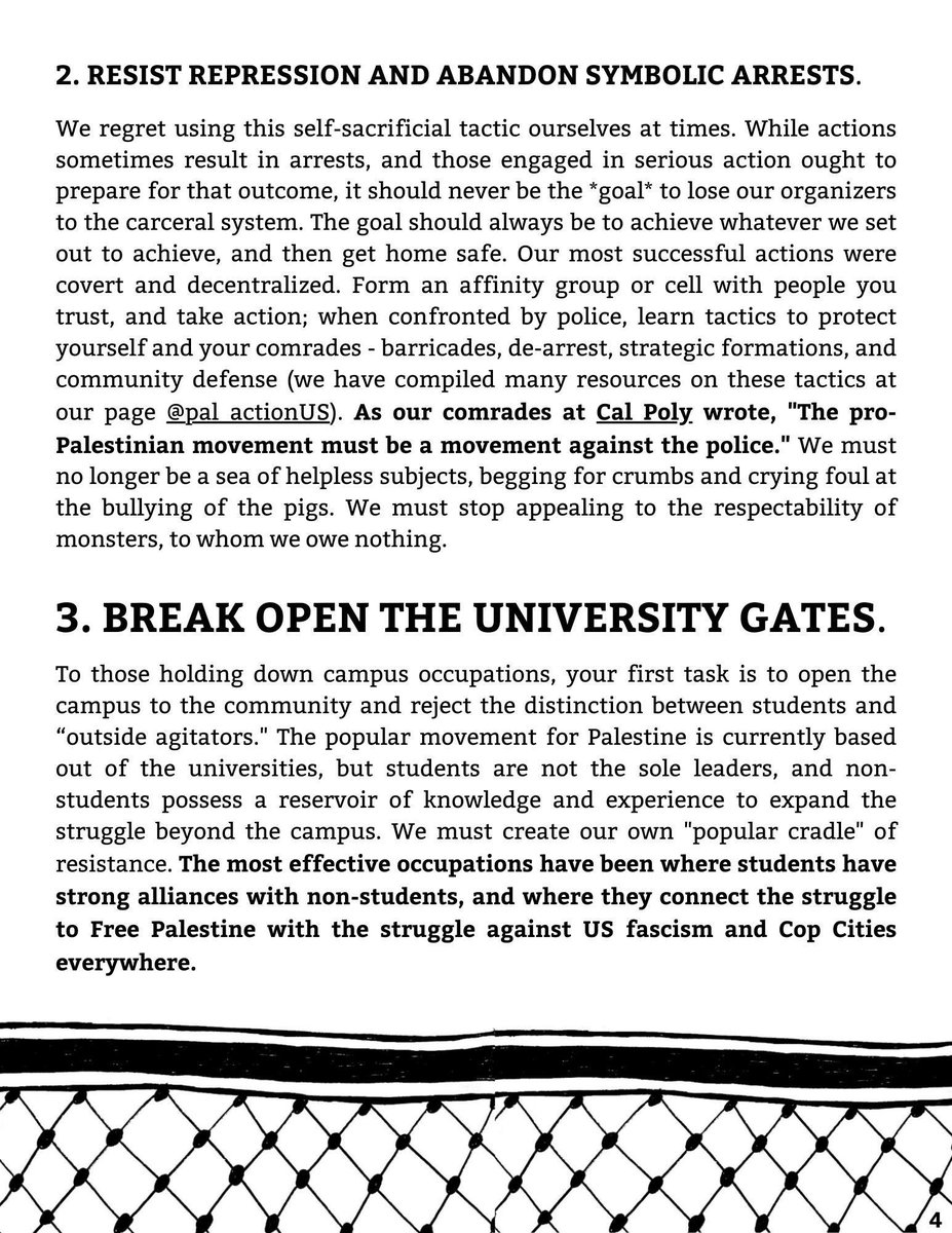 Pal Action US, suspended from Twitter, just released this 5-part intervention entitled “Flood the Gates, Escalate”: “We have not come even close to stopping the genocide. This is a failure, but not a defeat. It demands we reckon with our errors & recalculate our strategy to win.”