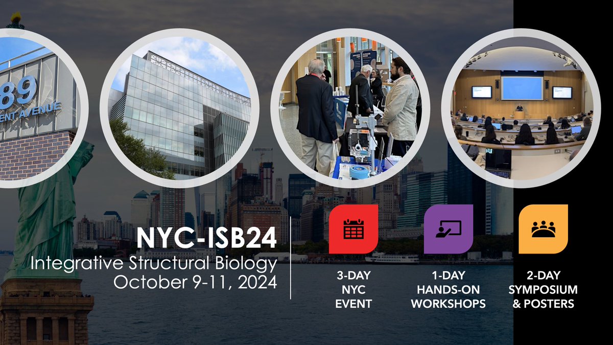Save the date! October 9-11, 2024 @asrc_gc SBI & @NYSBC_Science will host the NYC Integrative Structural Biology symposium (#NYCISB24). Oct 9: Workshop Wednesday Oct 10-11: NYC-ISB24 symposium More information coming soon, but early registration is open: nyc-isb24.eventbrite.com