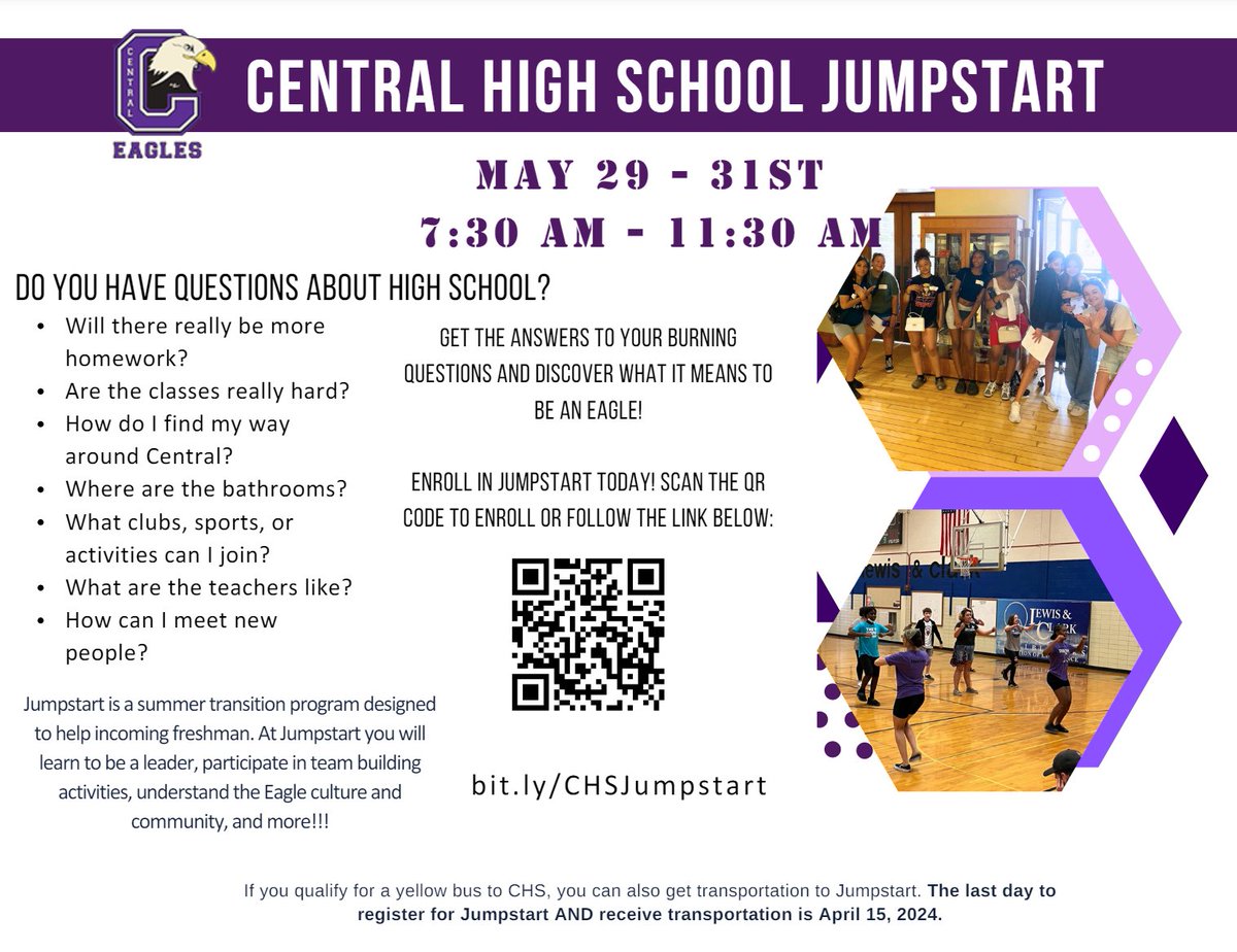 Join us May 29-31 for Freshman Jumpstart at @OPSCentralHigh Register at bit.ly/CHSJumpstart