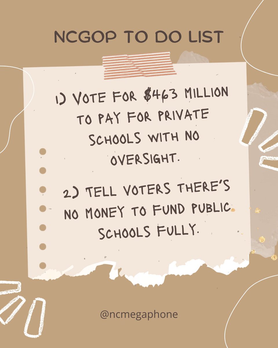 BREAKING: NCGOP's attacks on public education are endless and ongoing– the NCGA appropriations committee just approved $463 million in taxpayer-funded private school vouchers, taking these essential funds away from our public schools. #NCEd #NCpol #PublicSchools #MegaphoneNC