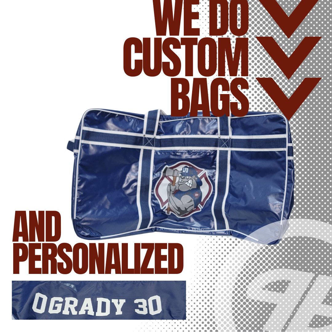 DYK…we do more than apparel. You got equipment to haul, we have a solution for that. 
The deets:
Merch > Troy Polyvinyl Hockey Bag   Design > Full Colour + Personalized  
$> Starts at $98  
Needs bags? > bit.ly/PlayersBench
#TeamFirst #CustomHockeyBag #HockeyAB #BrandedBags