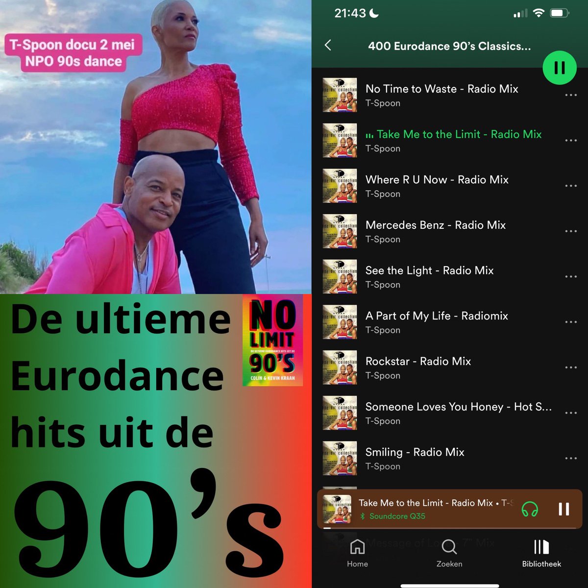 Donderdag 2 mei bij NPO3 het verhaal van T-Spoon bij #90sdance met hun #eurodance & #happyhardcore hits. Je vindt ze natuurlijk allemaal in de Spotify playlist 400 Eurodance 90’s Classics ➡️ open.spotify.com/playlist/0d8kD…