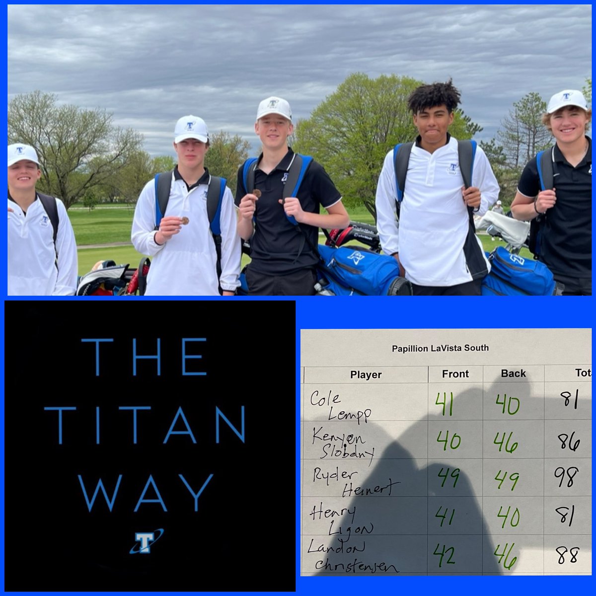 Great to see some of our JV making big strides today. Bonus is when they bring home medals. Congratulations to Henry Ligon 81 (🏅9th) and Cole Lempp 81 (🏅11th). Team score of 336 finishing T-3 as a team. Nice job Titans, keep up the #BATTLE!⛳️ #Southside <a href="/PLS_activities/">PLS Titan Activities</a>