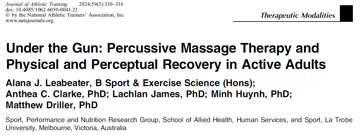 Briefly scanned this but no shock that the massage gun didn't do much and may have made some athletes more sore. This is the art of sports medicine though. Athletes want it and they think it helps. Have to strike that balance. Kind of like elite NBA athletes w KT tape all over.😜