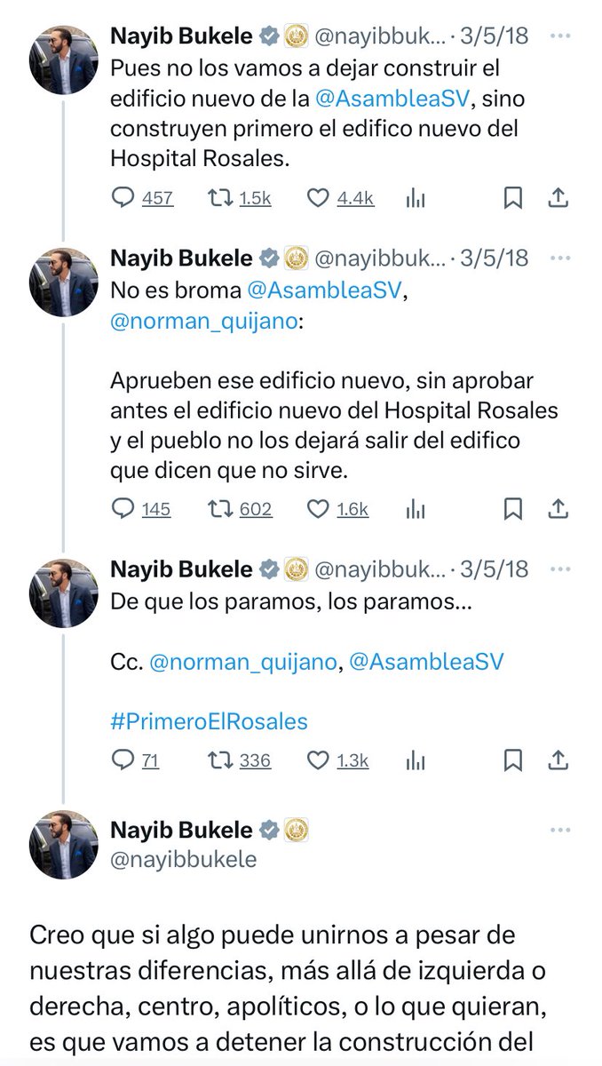 En el Salón Azul ya solo hay 60 curules. Las remodelación alcanzó para pintar un mural en un edificio con grave riesgo de derrumbe. @norman_quijano dijo en su momento que había que derrumbarlo y construir otro. Nayib Bukele le respondió que no. Que primero el Rosales.