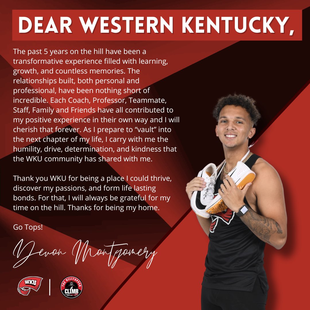 As our seniors prepare for graduation, we gave them the opportunity to write a letter back to @wku 🔴 “Thank you WKU for being a place I could thrive, discover my passions, and form life lasting bonds.“ @devn30 of @WKUXCTF 🏃 #GoTops