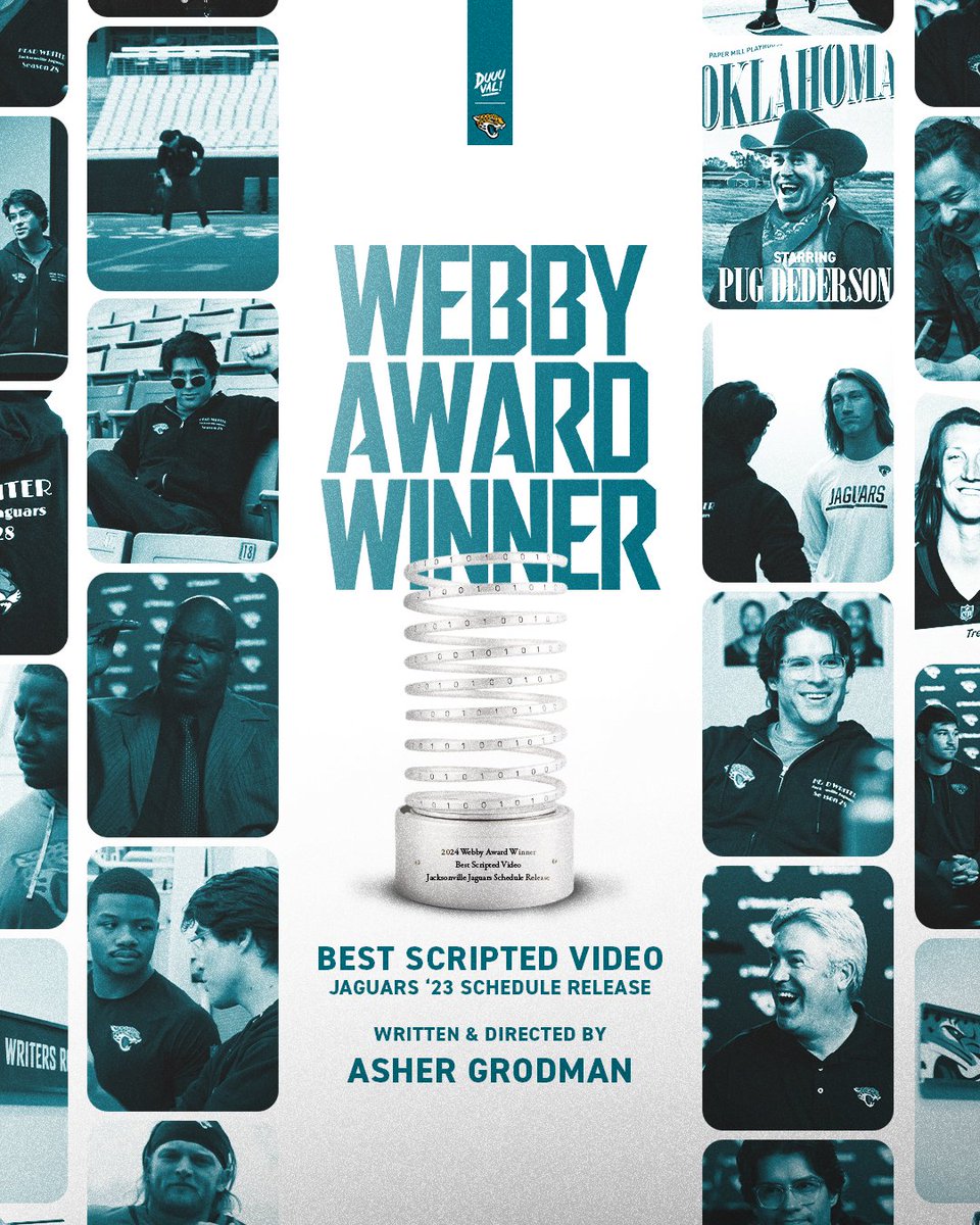 A well-deserved Webby win! Sending a special thank you to @AsherGrodman and all of #DUUUVAL for helping us secure a Webby for Best Branded Scripted Video 👏 @TheWebbyAwards | #Webby