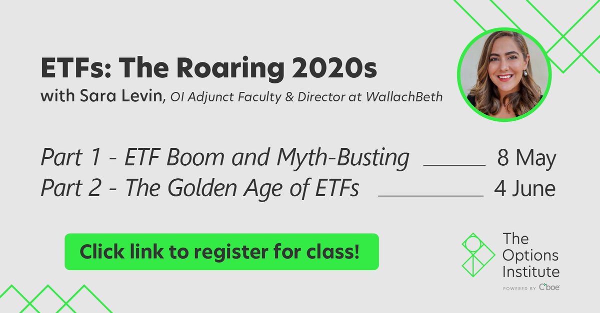 Ready to learn why exchange traded funds have become so popular in the last few years? On 5/8, join OI Adjunct Faculty Sara Levin for part 1 of the 'ETFs: The Roaring 2020s' webinar series to learn about the ETF boom, debunked ETF myths & more. #ETFs ➡️ bit.ly/3WGnvlV