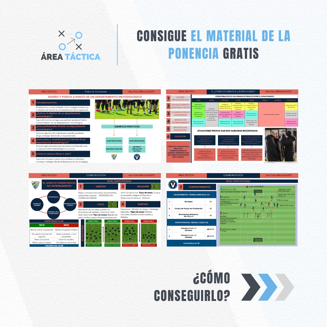 MASTERCLASS #13 | “Diseño y puesta a punto de un departamento metodológico.”

Consigue el material de la ponencia:

1️⃣ Da RT y ME GUSTA. 
2️⃣ Sigue a <a href="/areatactica/">Área Táctica</a> y <a href="/AlexOrtizDT/">Alex Ortiz</a> 
 3️⃣ Menciona 2 compañeros.
4️⃣ Rellena este Forms: forms.gle/WMbF52XczccJZQ…