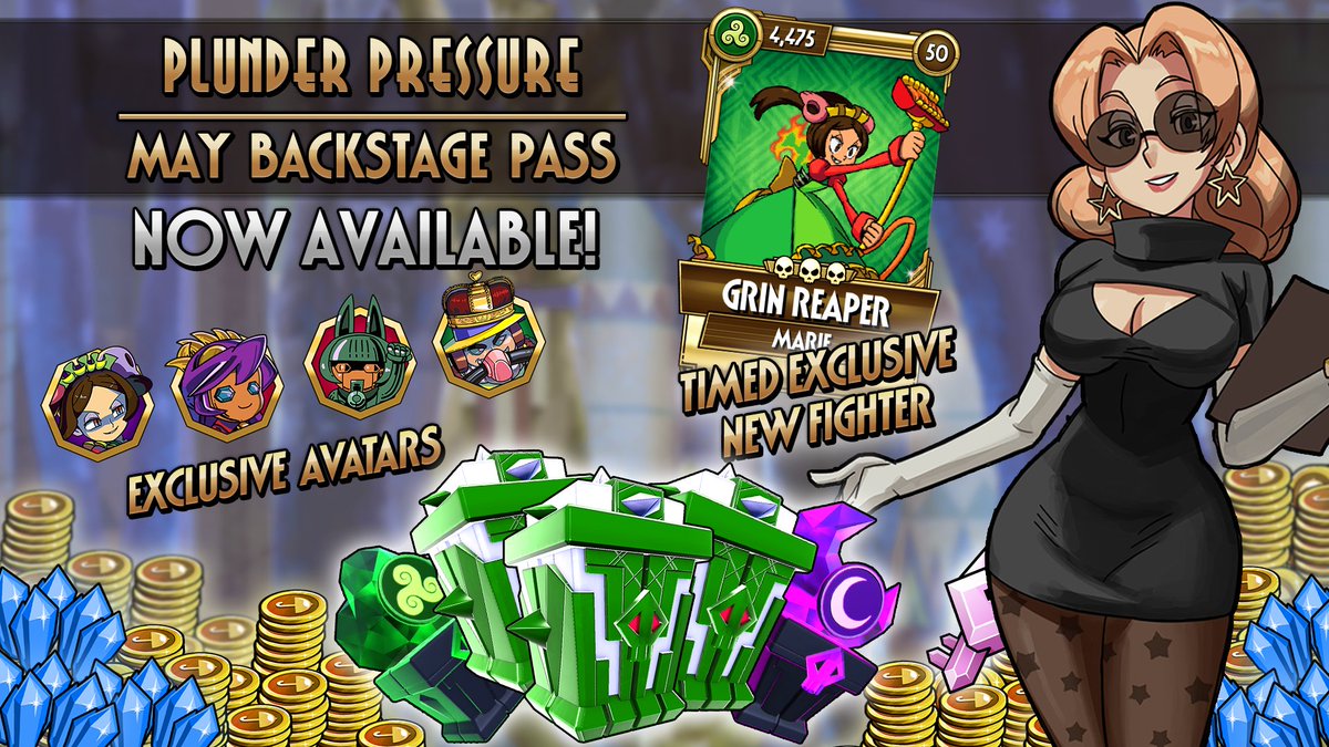 It's the start of a new month, and that means a new Backstage Pass! Florence invites you to PLUNDER PRESSURE! Complete Goals to earn lots of FREE rewards, including exclusive Avatars! The All-Access Pass is also available if you want even more goodies.