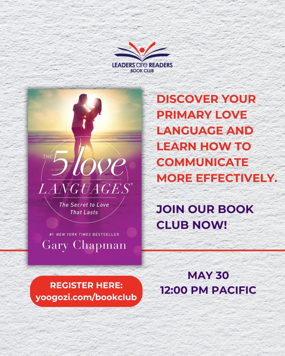 Your 5 Love Languages not only apply to that special someone in your life but can also apply to how you function and relate to others at work!

LEARN MORE AND REGISTER ( IT'S FREE): yoogozi.com/bookclub

#bookclub #larrybroughton #keynotespeaker #corporatetrainer #yoogozi