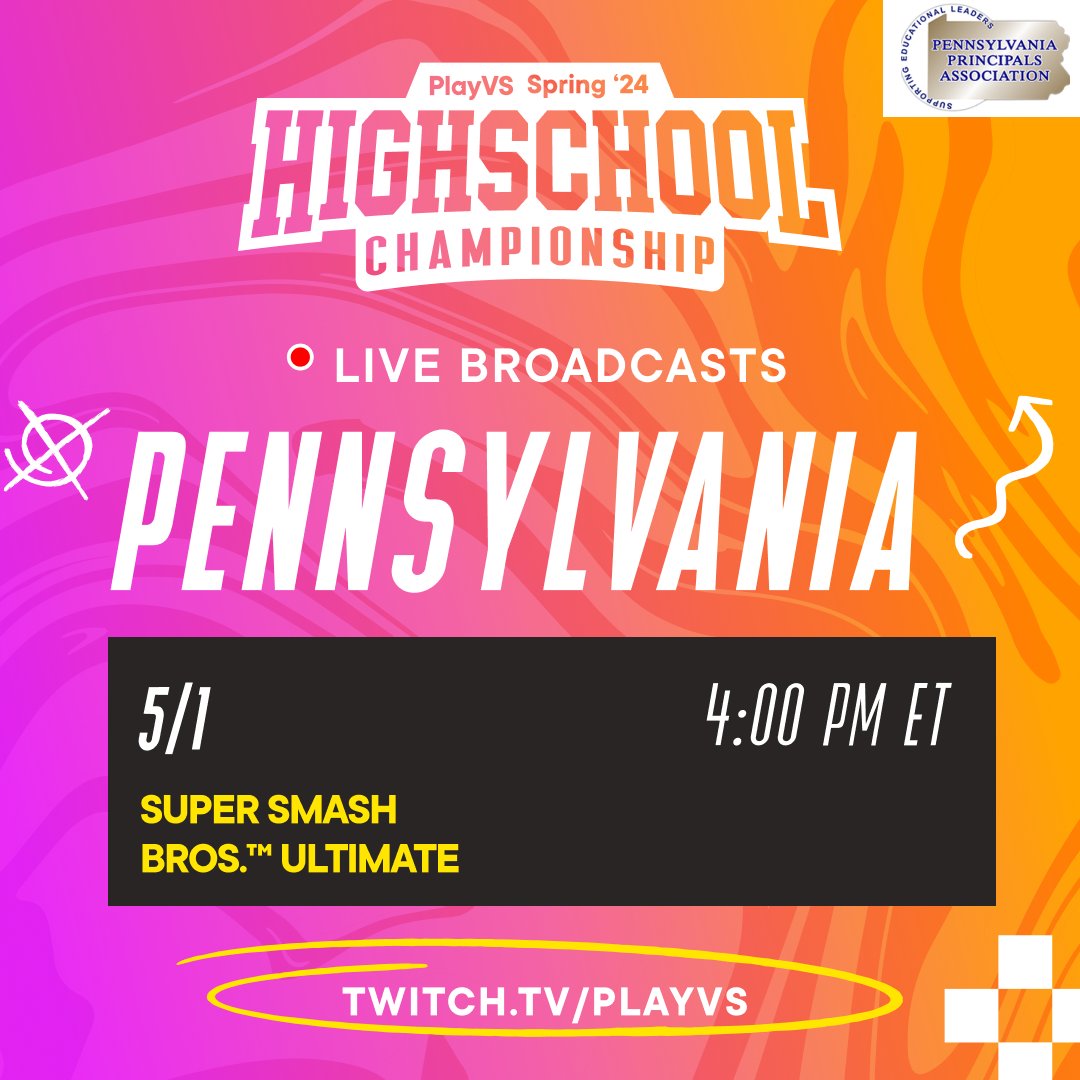 Pennsylvania! It's time for some SMASH! @PAPRINCIPALS twitch.tv/playvs