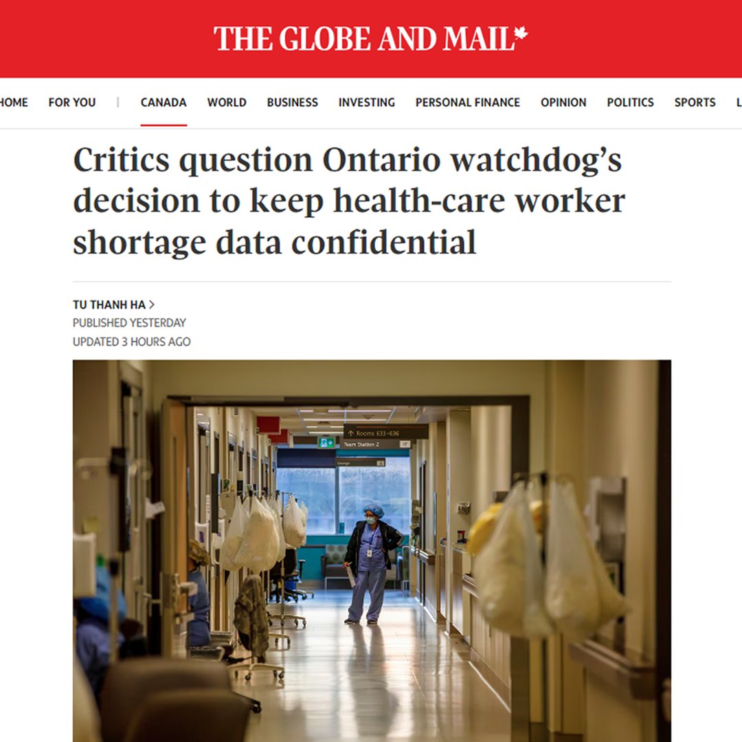 Did you know the @Fordnation conservative government is refusing freedom of information requests from the media seeking information on shortages of nurses, PSWs, and doctors? What is Ford trying to hide? #ONpoli #ONhealth #ONlab theglobeandmail.com/canada/article…