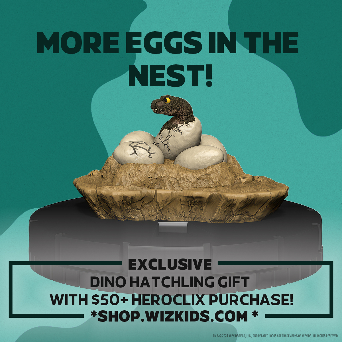 🦖🥚MORE EGGS TO HATCH🥚🦖 - Eggstended through May! Get your very own HeroClix: Dinosaur Hatchling with a $50 HeroClix purchase. shop.wizkids.com/collections/he…