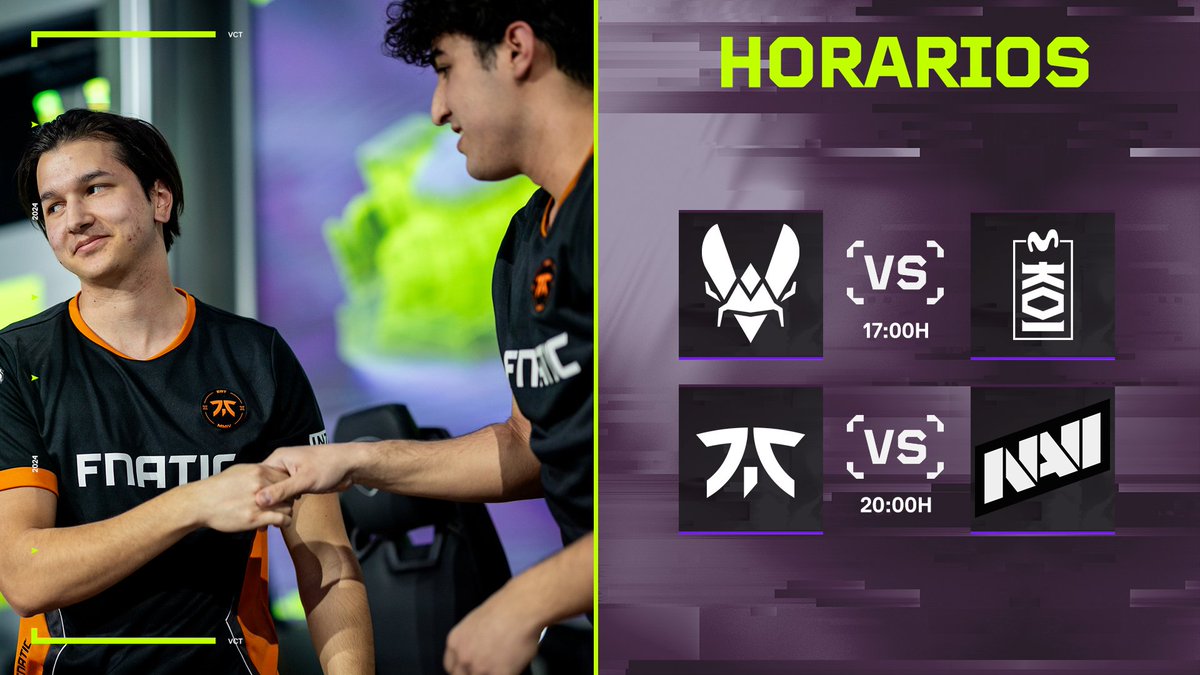 ¡Día clave de cara a playoffs, todo o nada! 🆚@TeamVitality vs @MovistarKOI 🆚@FNATIC vs @natusvincere ⏰17:00 📺/VALORANT_es #VCTEMEA