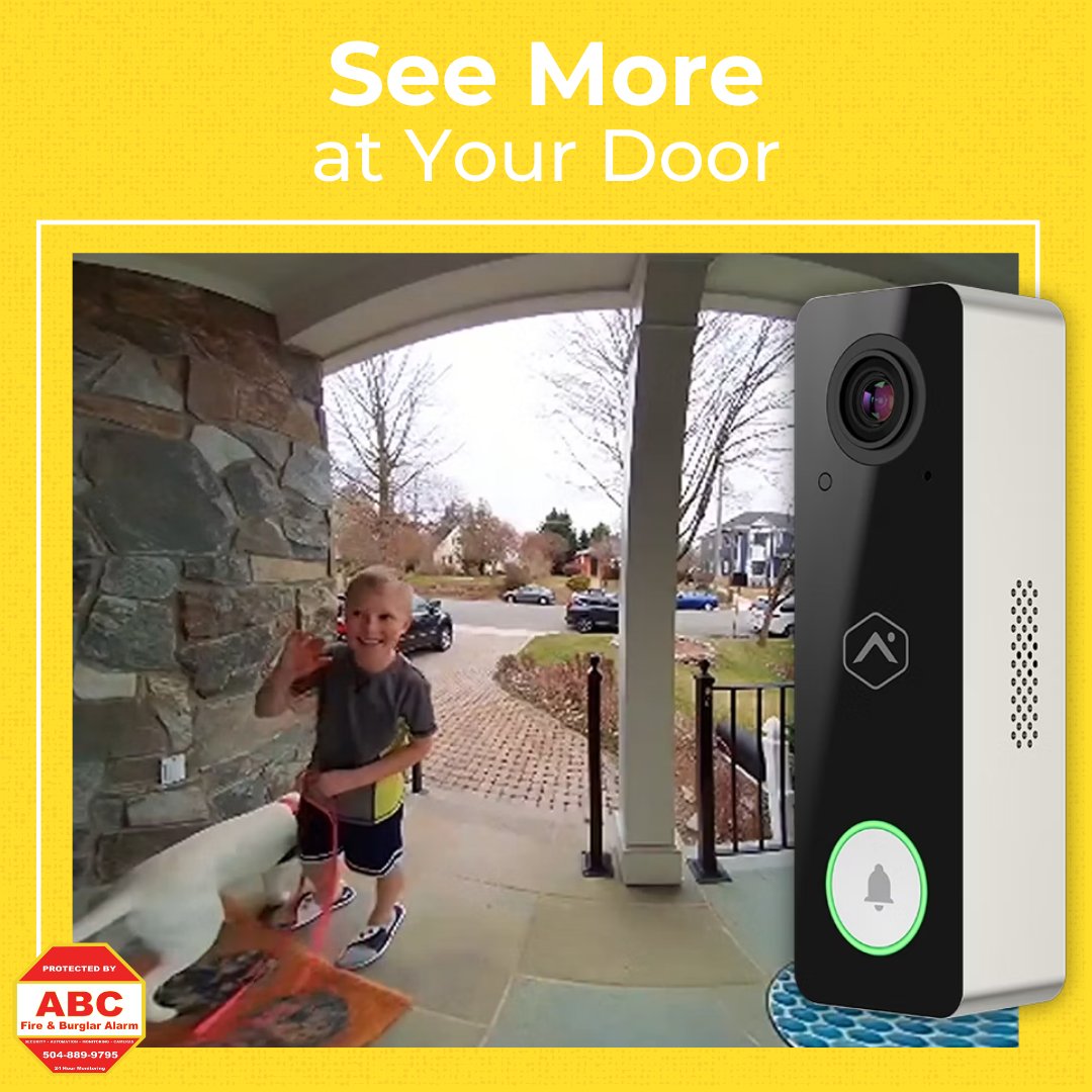 Get instant awareness of what’s happening at any door. Our video doorbells will notify you before a visitor rings your bell. You can even unlock the door, disarm the system, and talk to your visitor from the doorbell call screen. #NewOrleans #SecuritySystem #ABCFireBurglar