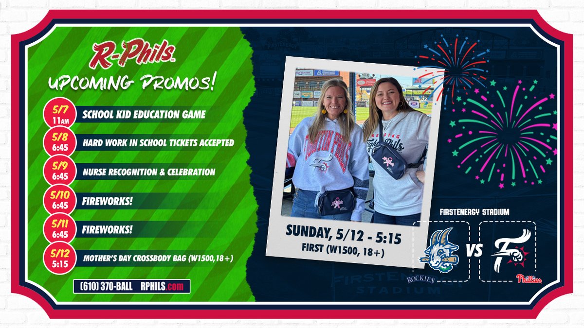 Another exciting week is coming up in Baseballtown that you do not want to miss! Get your tickets now at rphils.com/tickets!