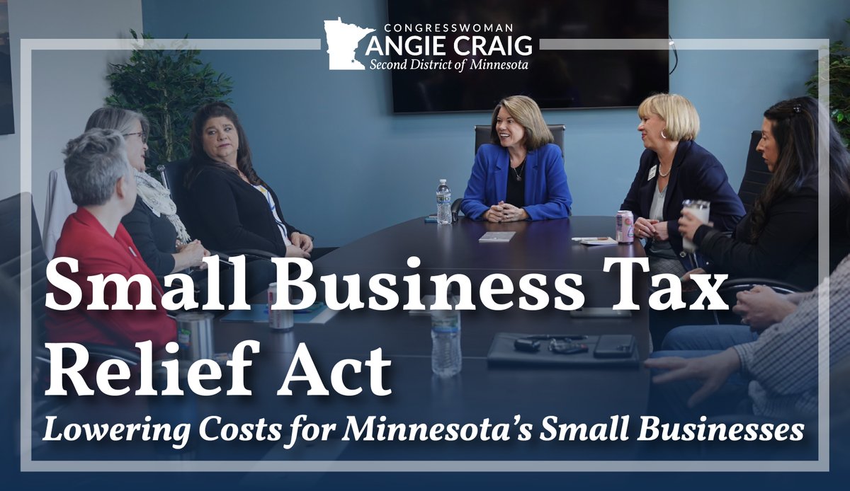 Minnesota’s small businesses are the backbone of our local economies – we must do everything we can to support their growth. That’s why I wrote the bill to give small businesses and small business owners a tax cut.