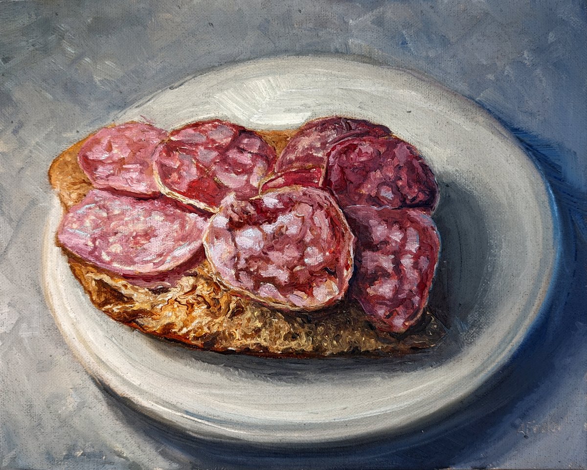 A Dinner, My oil painting 24x30 cm
