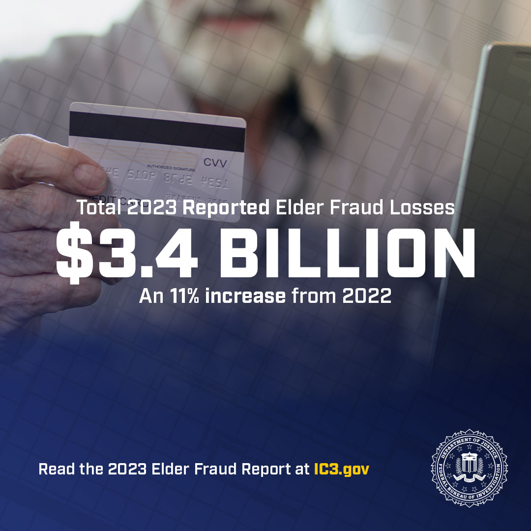 Millions of older Americans fall victim to elder fraud scams every year, and the latest IC3 report shows these crimes are on the rise. Read the 2023 Elder Fraud Report and learn how to protect yourself and your loved ones at fbi.gov/news/stories/e…