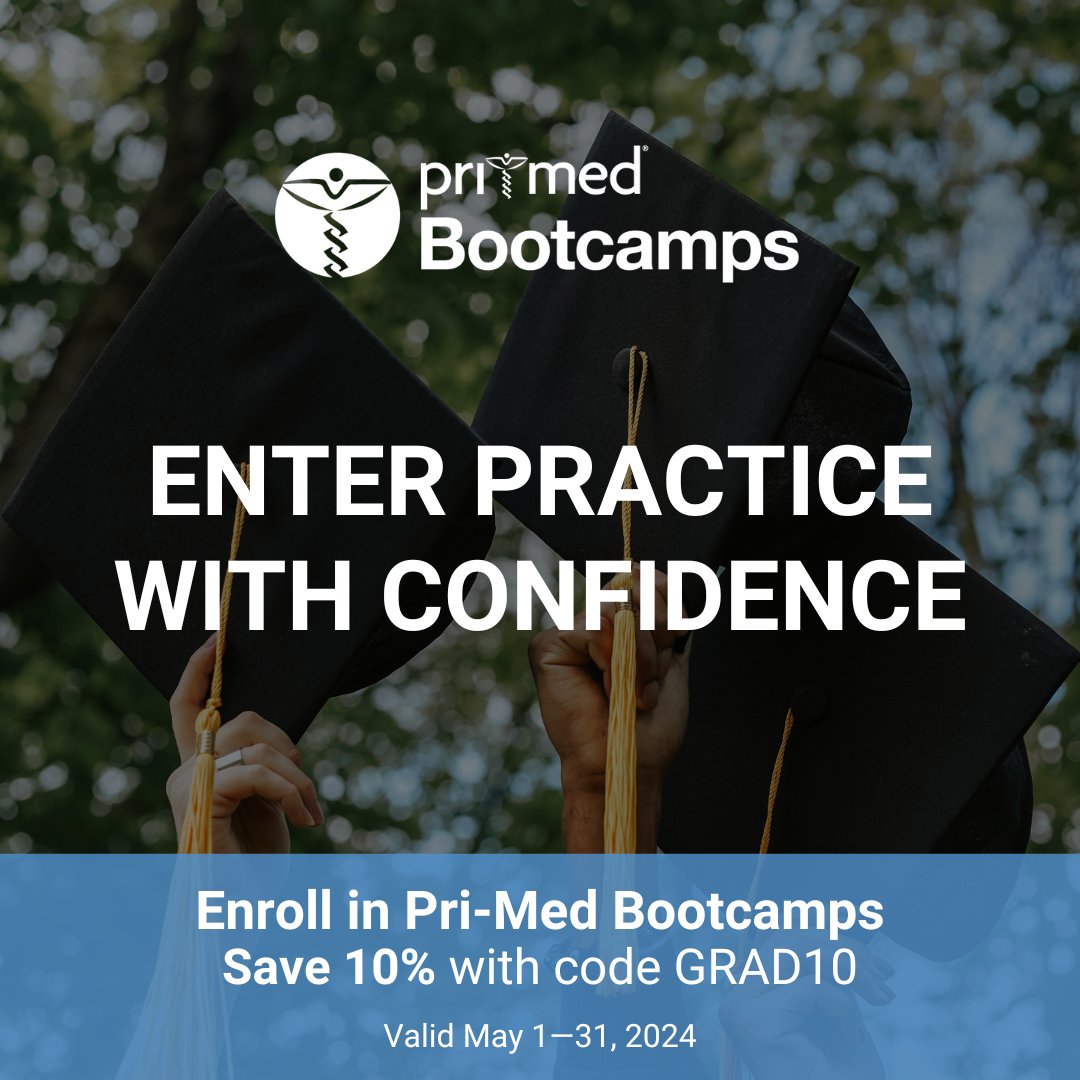 It's graduation season! Enroll in a Pri-Med Bootcamp today to kickstart your journey with practical knowledge and unwavering support. Enjoy 10% off Bootcamps with code GRAD10. Offer valid now through May 31. Visit: bit.ly/4aSfcHO.  #nursepractioner #physicianassistant