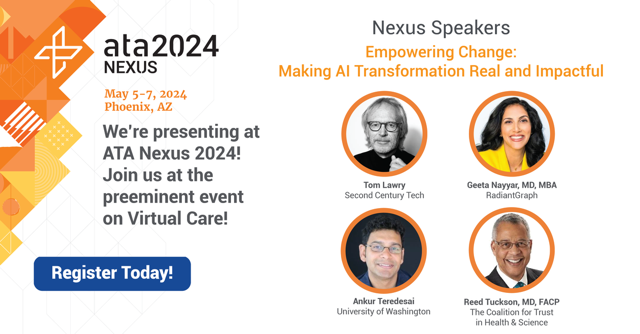 I'm thrilled to be speaking at @AmericanTelemed's event, #ATANexus next week! 

Register and join me for my panel with @TCLawry, @ankurt, and @DrReedTuckson, 'Empowering Change: Making #AI Transformation Real and Impactful.' 

Register here: bit.ly/3SEMjrY