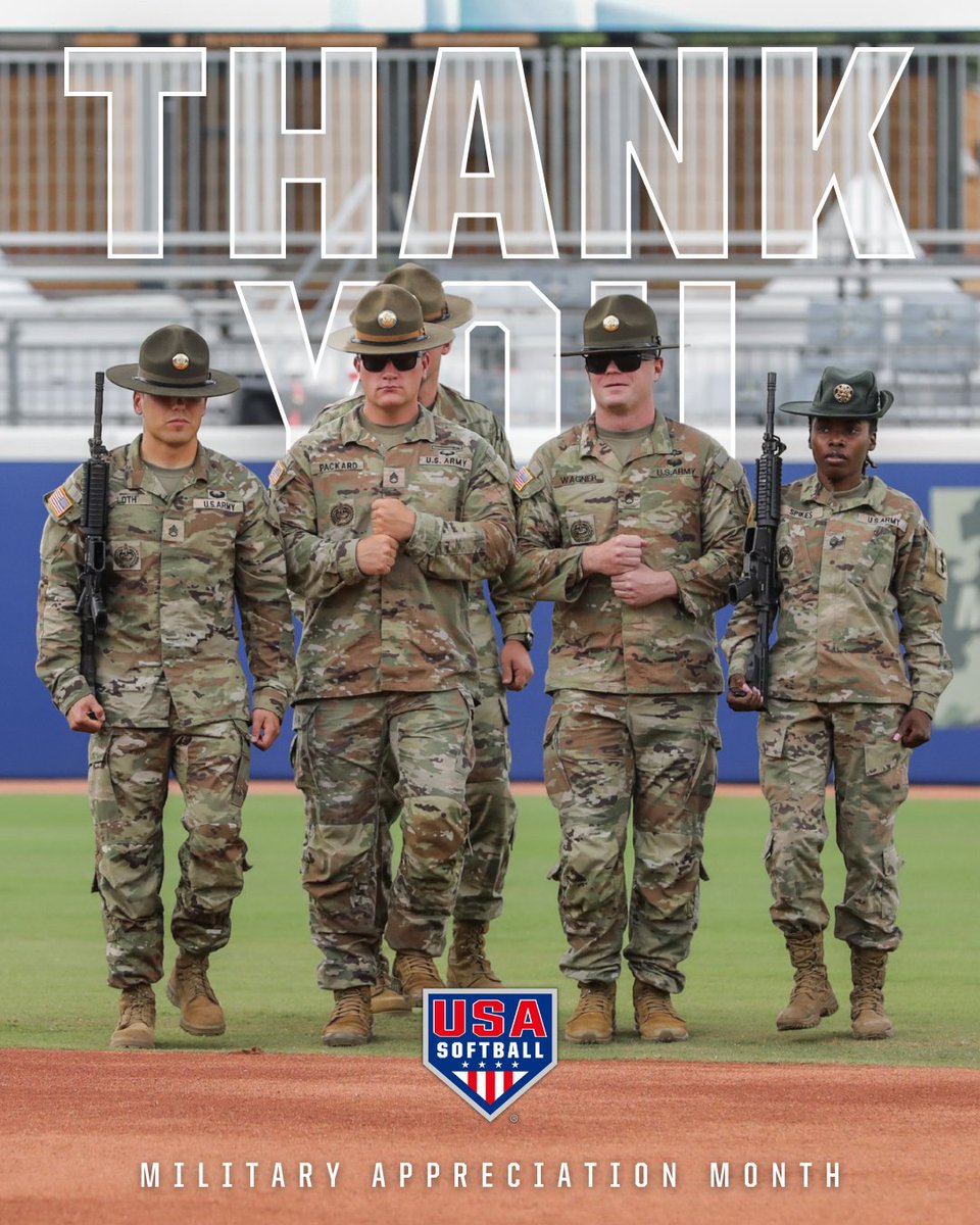 Serving with 𝙝𝙤𝙣𝙤𝙧, celebrated with 𝙥𝙧𝙞𝙙𝙚. #USASoftball is grateful to those who wear 𝗼𝘂𝗿 𝗻𝗮𝘁𝗶𝗼𝗻'𝘀 uniform 🇺🇸 #MilitaryAppreciationMonth