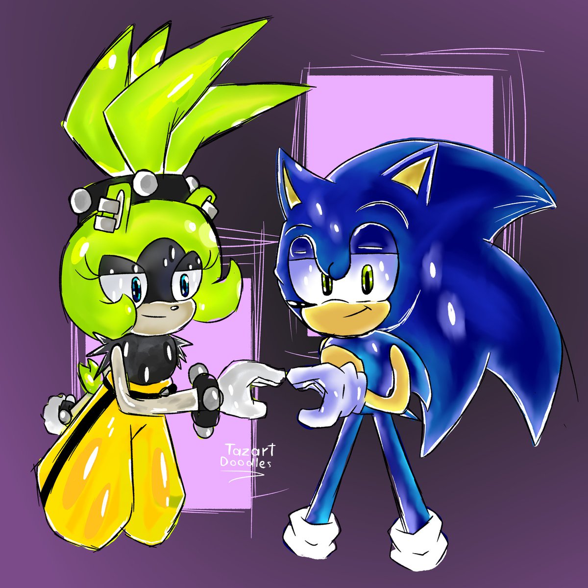 trying to use brighter colors, what do you think? #SonicTheHedgehog #SurgeTheTenrec #Sonurge