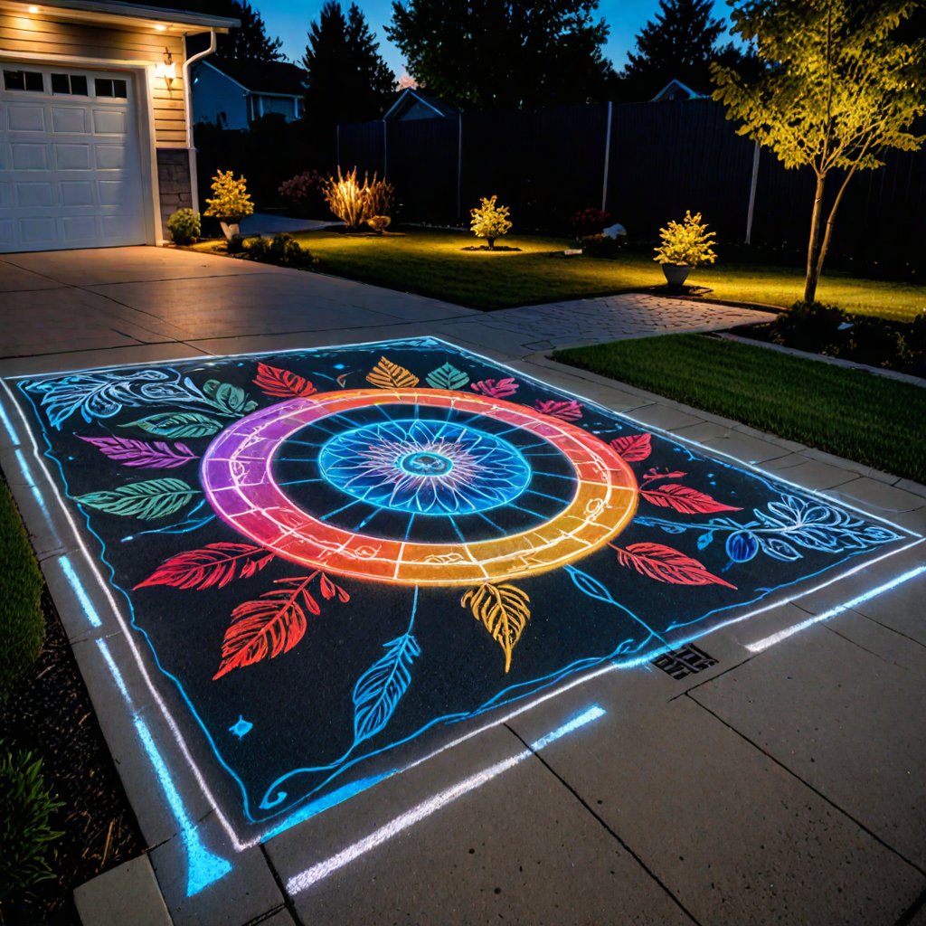 QT #ChalkArt - ❤️ #RainbowMandala - 🌈#Rainbow #Mandala Chalk Art in Driveway welcoming an ideal universe.  #AIArt #AIArtWork #AIArtCommunity (Jeffrey Imm, using hotpot.#AI)