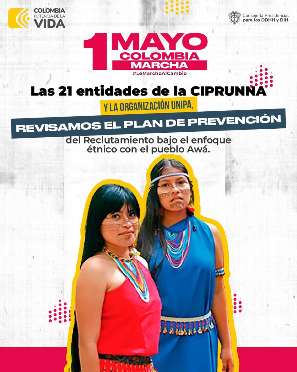 #LeMarchoAlCambio  | Avanzamos con el Pueblo Awá y la Unidad Indígena del Pueblo Awá, bajo el enfoque indígena, en la consolidación del Plan de Prevención del Reclutamiento y Uso de Niños, Niñas y Adolescentes 👦🏻 👧🏽 👧🏼👦🏾.