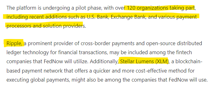 Federal Reserve put $XRP as the GLOBAL Digital assets it plans to use for payment transactions within the FedNow Federal Reserve Payment Program.