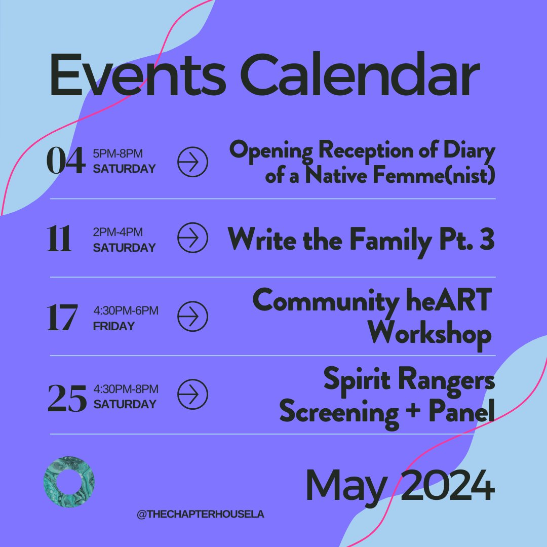 🌱Yà'àt'èèh Tʼą́ą́tsoh! Take a look at our upcoming events in May ☺️.

#TCH #TheChapterHouse #TheChapterHouseLA #EchoPark #TongvaTerritory #MayEvents #TCHEvents #MayPrograms #LAnonprofit #IndigenousNonprofit #NativeNonprofit #DoaNF #KimberlyRobertson