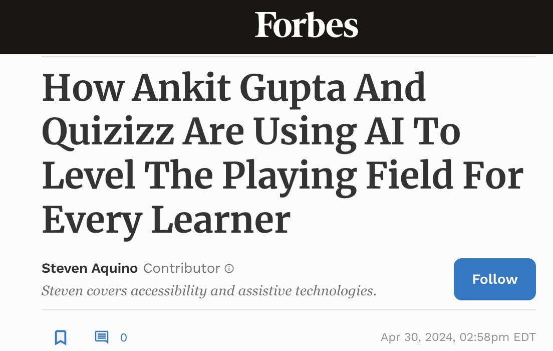 Remember when @quizizz made it into @Forbes🤯...

forbes.com/sites/stevenaq… #edtech #edchat #youcanwithquizizz