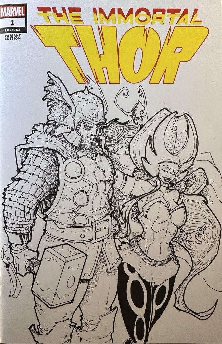 Lineart for the #Thor blank cover that I got from @ThePerogyCat . . . . . #art #illustration #doodlebags #doodle #draw #drawing #nashville #nashvilleartist #nashvilleart #marvel #enchantress #marvel #comicbook #loki