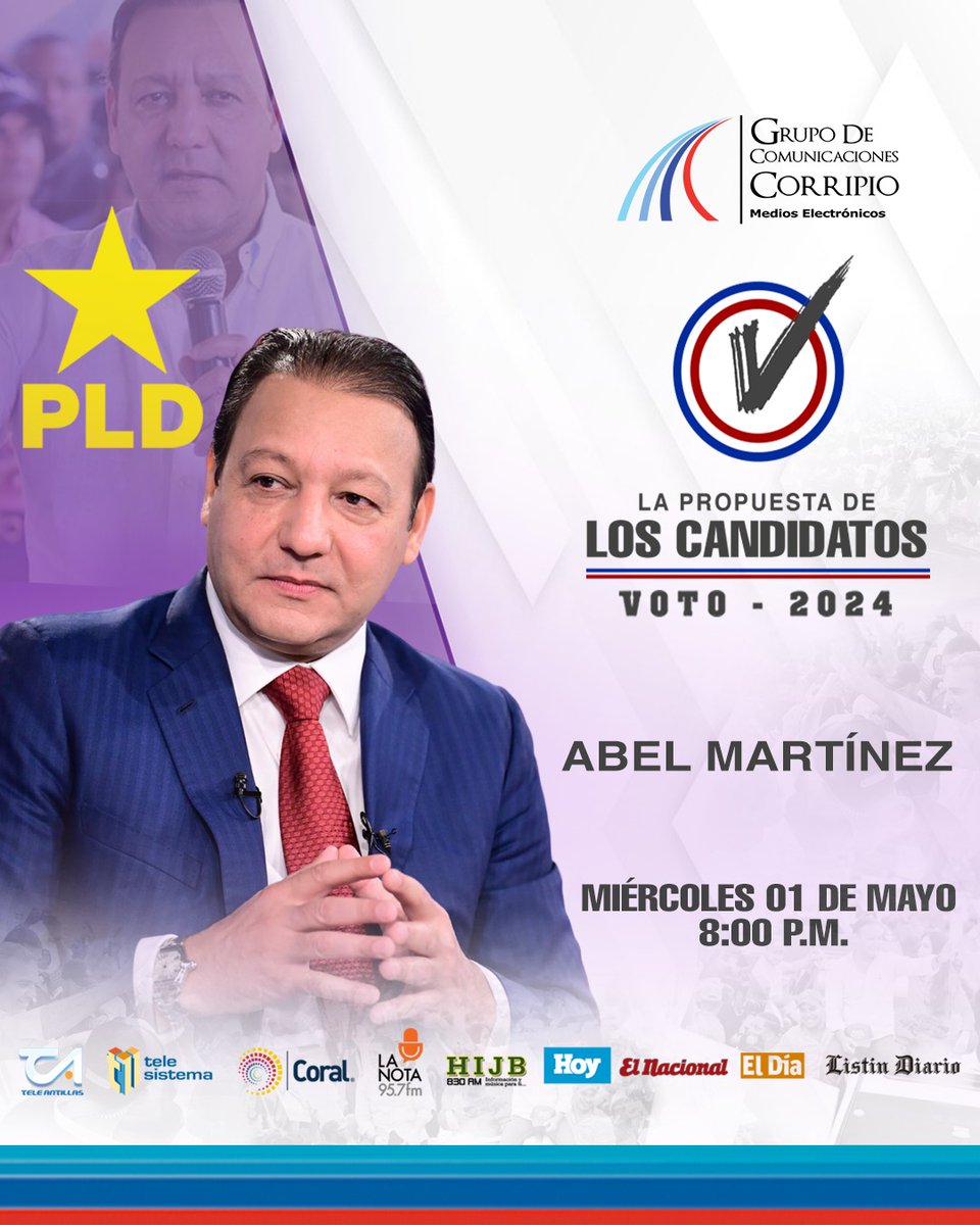 Abel Martínez, presenta sus propuestas de gobierno para el periodo 2024-2028. ¿Qué temas debería abordar Abel Martínez en La Propuesta 2024? Sintoniza La Propuesta 2024 a las 8:00 PM por todos los medios de Grupo Corripio. #LaPropuesta #GrupoCorripio